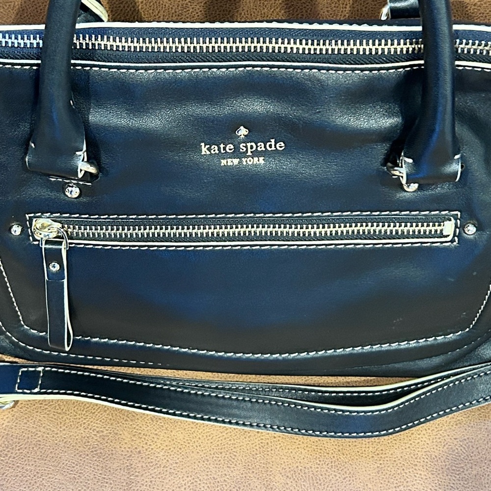 KATE SPADE NY Mott Street Riley Satchel Leather Storybook Lining Crossbody 15x9 - Picture 4 of 16